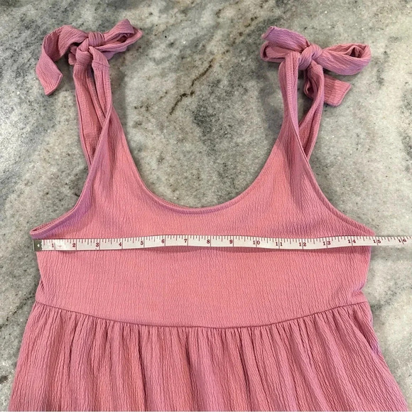 Wild Fable Pink Babydoll Mini Sundress Shoulder Tie Size Medium - Picture 6 of 10